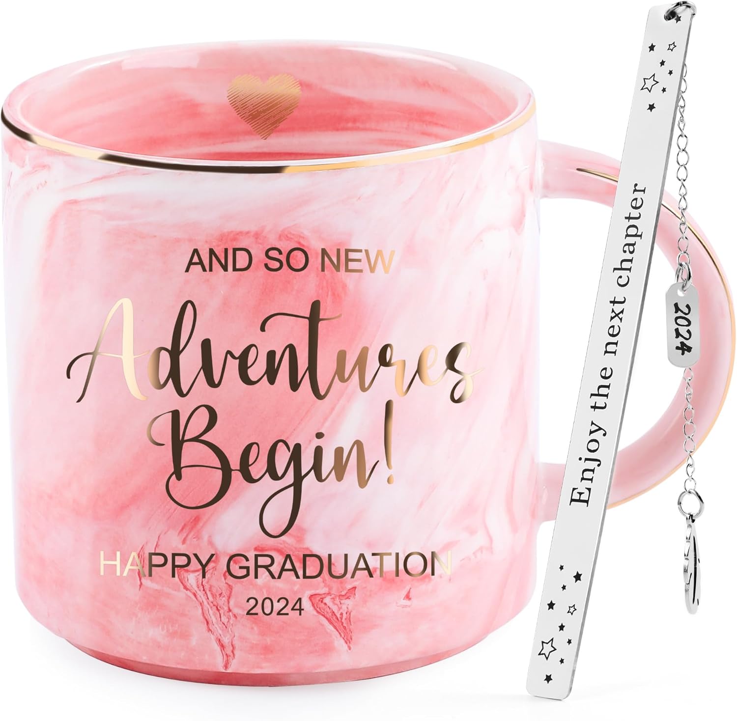 Pink Marbled 13OZ Mug Graduation Gifts for Her