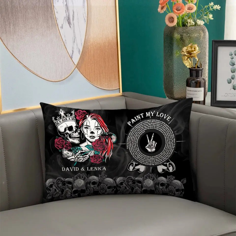 Paint My Love – Custom Pillow – Gothic Gift For Couples