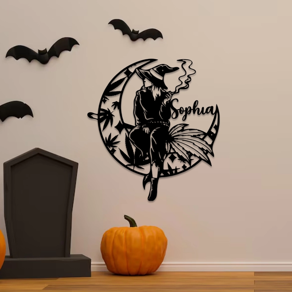 Smoking Witch – Cut Metal Sign