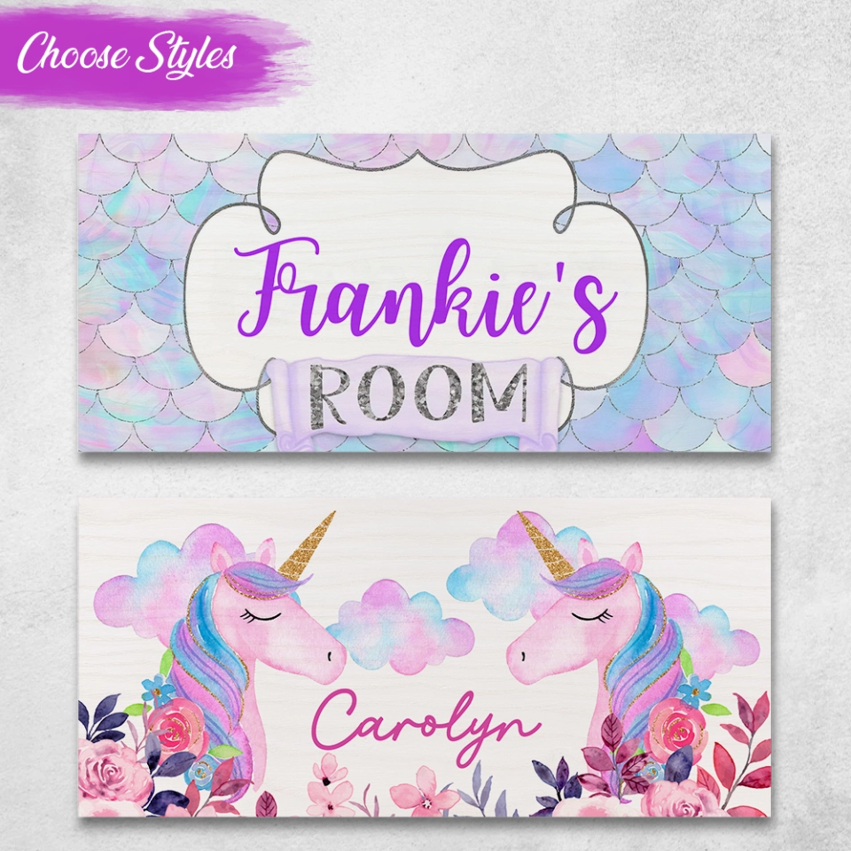 Mermaid & Unicorn Girl’s Room Sign