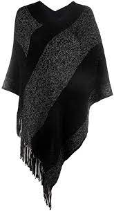 Elegant Knitted Shawl Poncho