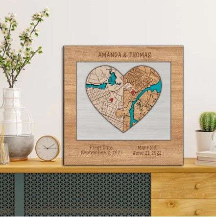 Map Wooden Framed Wall Art