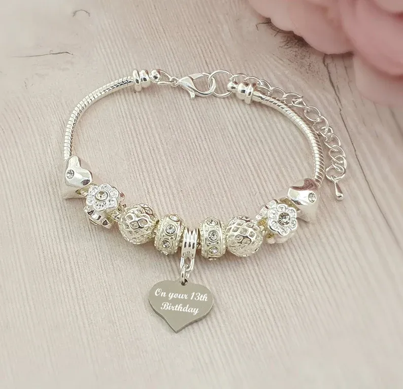 Engraved European Charm Bracelet