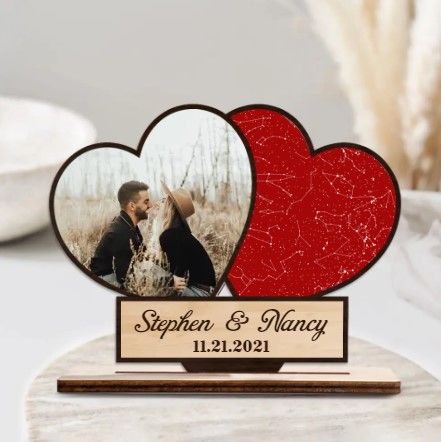 Valentines Personalized Gift for Couple Heart Ceramic Ornament