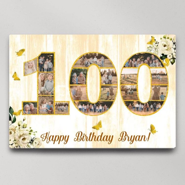 Happy Birthday 100 Canvas Poster Wall Art