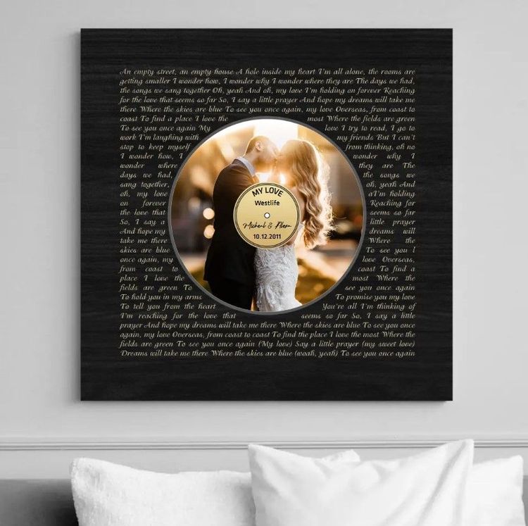 11th Anniversary Vinyl Player with Custom Lyrics and Song Poster