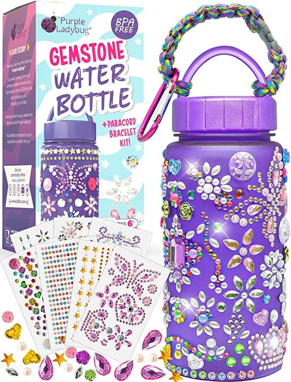  PURPLE LADYBUG Decorate Your Own Water Bottle for Girls - 6 7 8  Year Old Girl Gifts, Girls Valentines Gifts, & Birthday Gifts for Girls -  Arts and Crafts for Kids