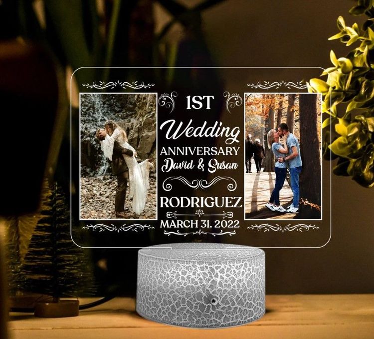 1st Anniversary Night Light Gifts for Couple First Wedding Anniversary LED  Gifts for Wife Husband Paper Anniversary 1 Year of Marriage Gifts Acrylic