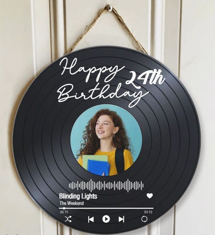 24th Birthday Round Wood Sign Wall Art