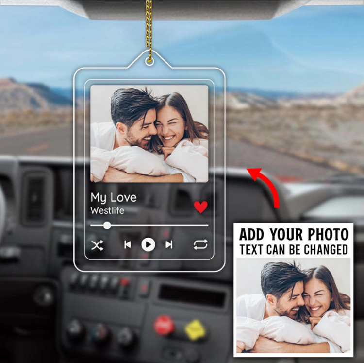 Custom Photo Song’s Name Car Ornament For Him