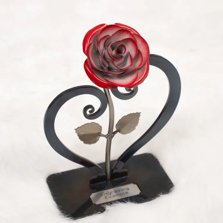 Wrought Iron Red Metal Rose