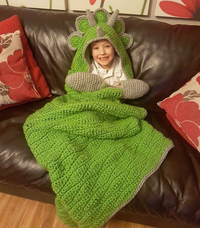 2 in 1 Hooded Dinosaur Blanket