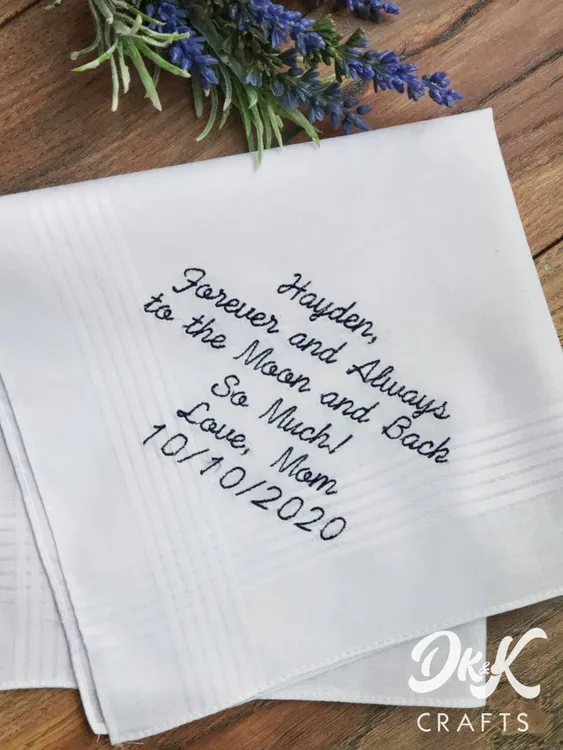 DKandKcrafts Embroidered Wedding Handkerchief