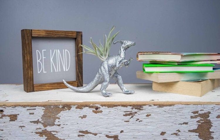 Silver Dinosaur Planter