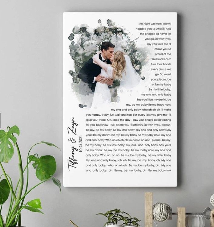 Custom Photo And Lyric Poster Canvas for Anniversary