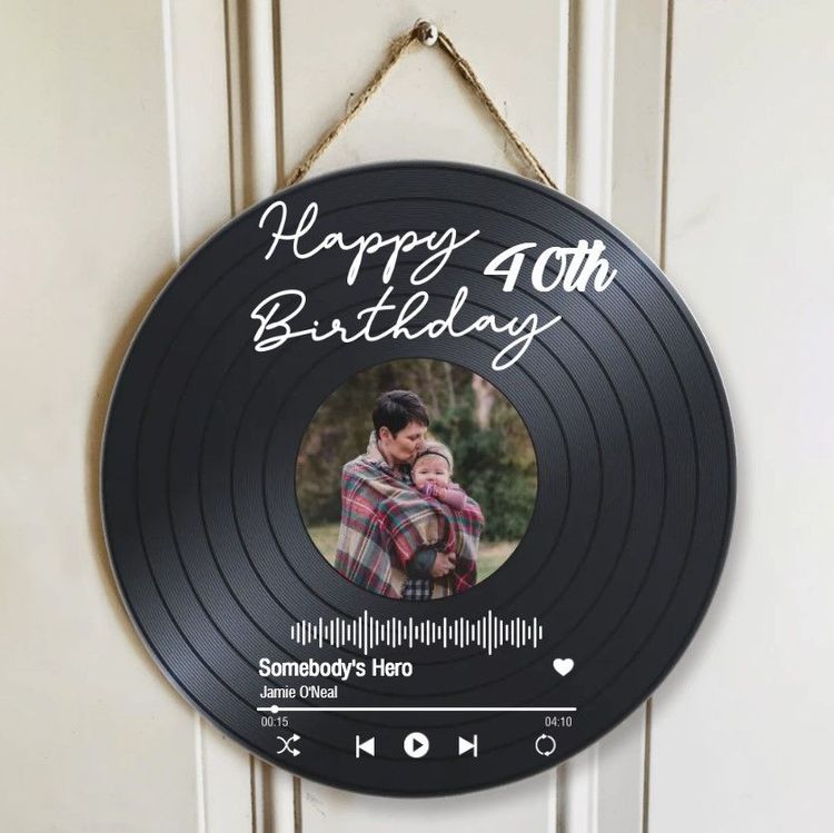 Happy 40th Birthday Vinyl Record Sign