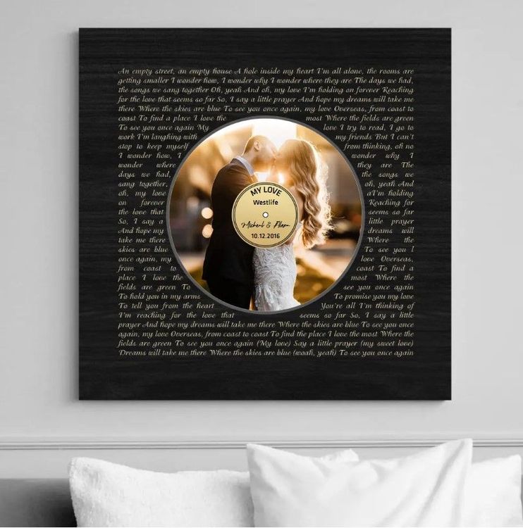 6th Anniversary Vinyl Player with Custom Lyrics and Song Poster