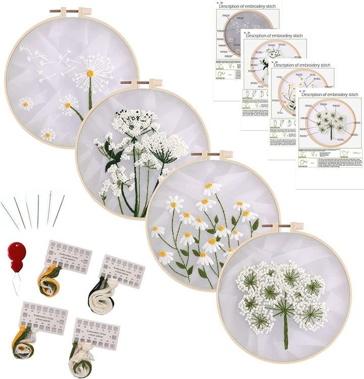 Embroidery Kit Beginner Flower Diy Embroidery Kit Modern Plants Cross  Stitch Kit Embroidery Gift Diy Kit Adult Kids Gift for Mom/her 