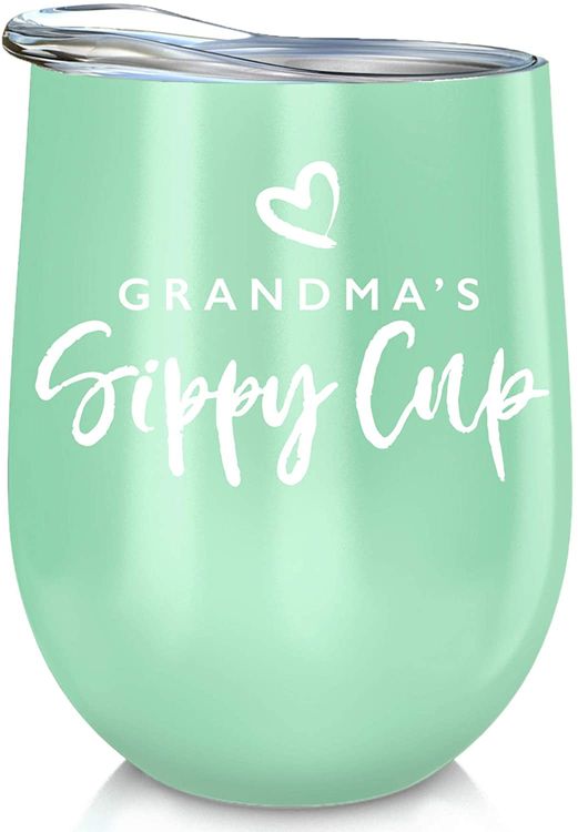 Giftcraft - Sentiment Wine Cup with Sip Lid Grandma's Sippy Cup