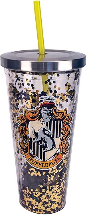 Harry Potter Hufflepuff 24 oz. Stainless Steel Cup with  Straw