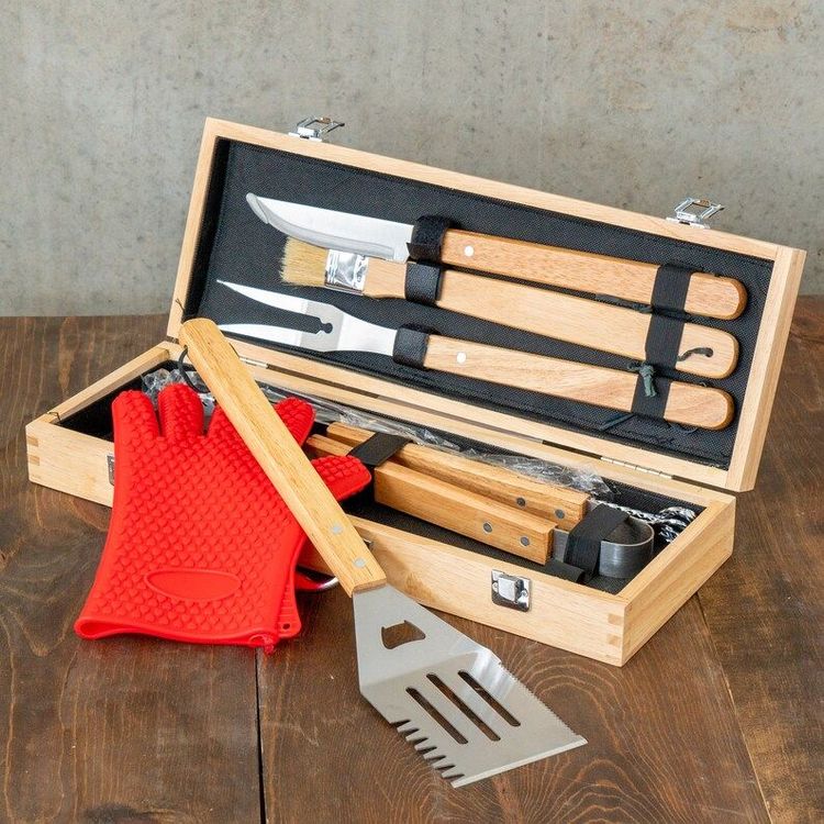 Alpha Grillers Premium Wood Grilling Gifts for Men - Grill Accessories Gift  Ideas - BBQ Tool Set Grill Kit with BBQ Utensils - Unique for Dad, Wooden