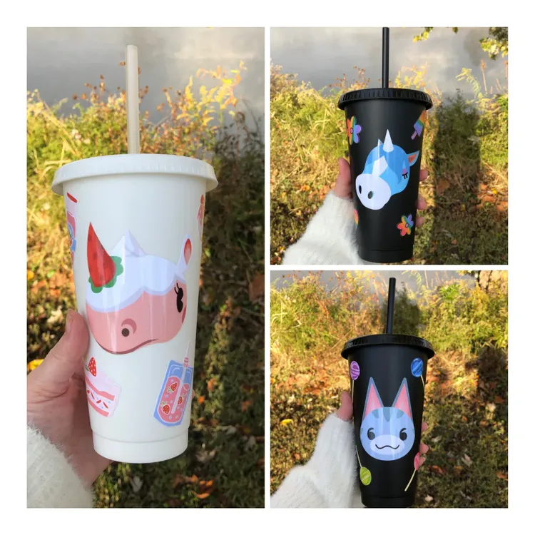 Cute Animal Crossing Cup with Straw