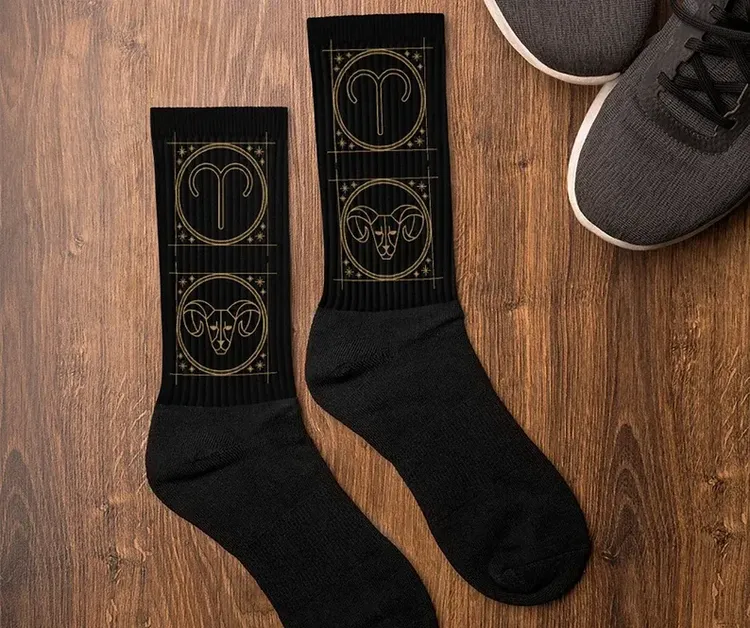 Aries Horoscope Zodiac  Cushioned Crew Socks