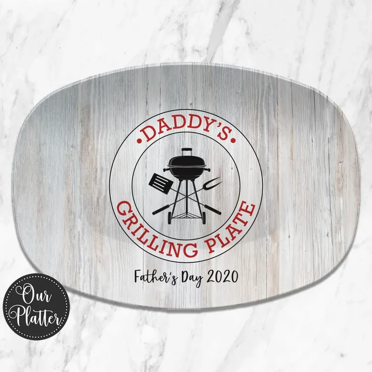 Personalized Grilling Platter, Daddy's Grilling Plate, BBQ Gifts