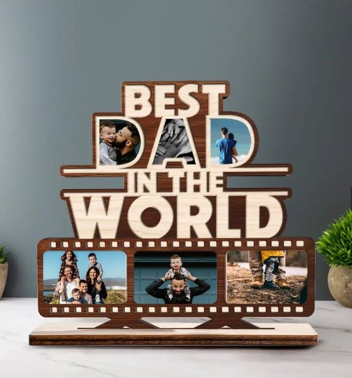Best Dad In The World Personalized Photo Wooden Plaque