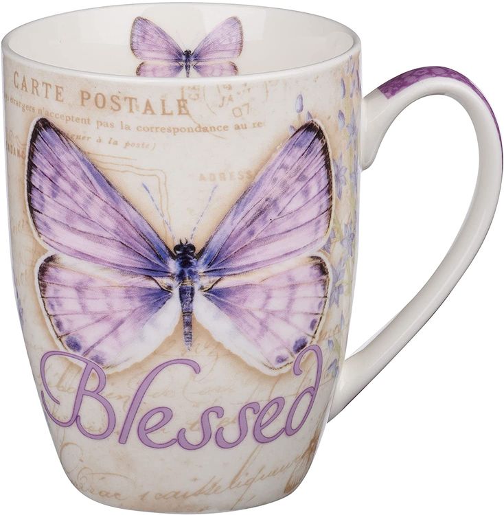 Butterfly Tumbler, Purple Butterfly Gift, Butterfly Drinking Glasses/Coffee Mug, Butterfly Decor Accessories, Butterfly Stuff- Butterfly Gifts for