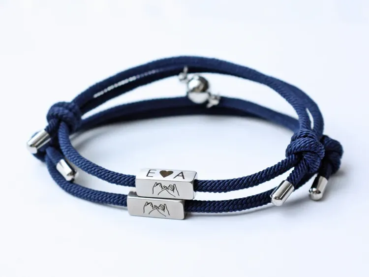 Blue Custom Couple Bracelets
