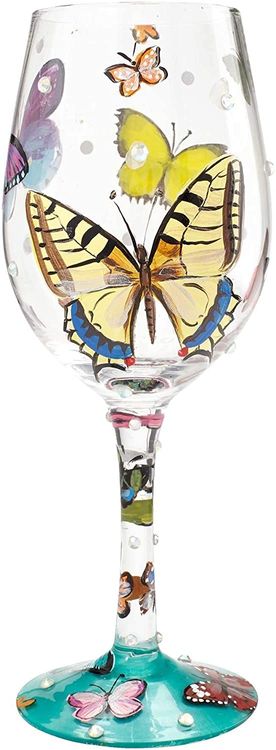 “Butterflies” Wine Glass
