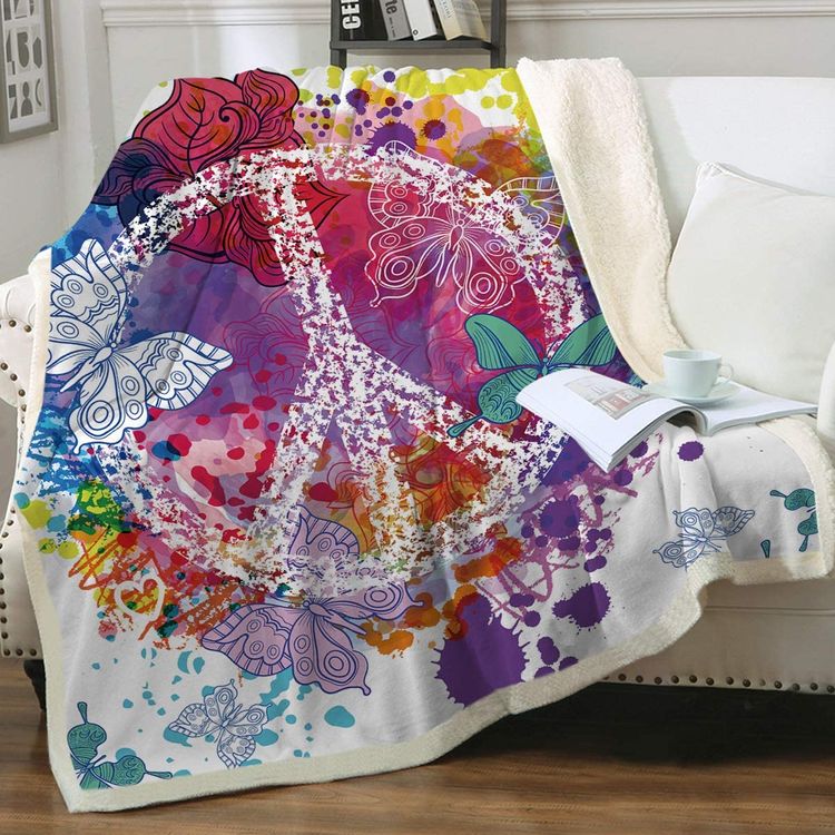 Butterfly Peace Sign Blanket