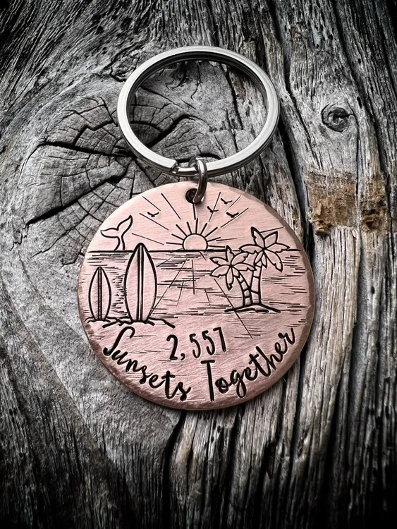 Copper Anniversary Sunset Keychain