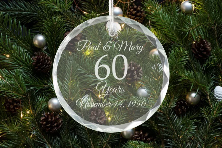 Crystal Holiday Ornament 60th Wedding anniversary gifts for parents