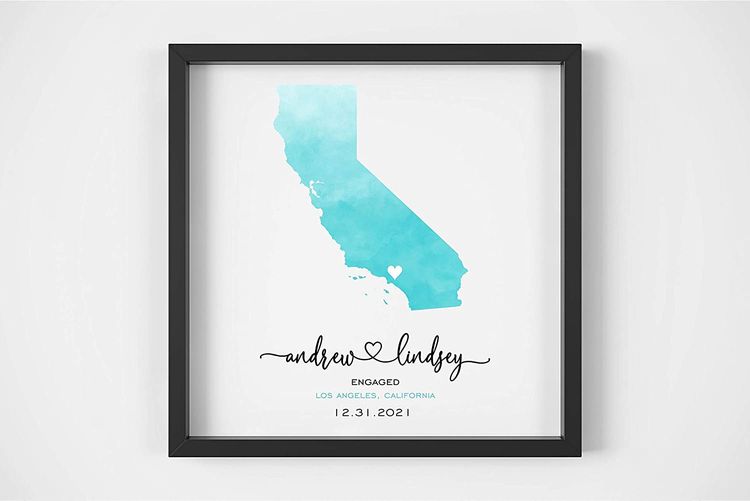 Engagement Map Print Personalized