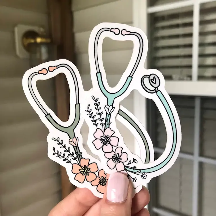 Floral Stethoscope Sticker