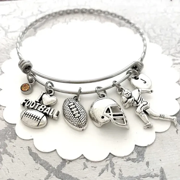 Football Bracelet Personalized Football Bracelet/ Football Jewelry/ Football  Mom Bracelet/stretchy Bracelet 