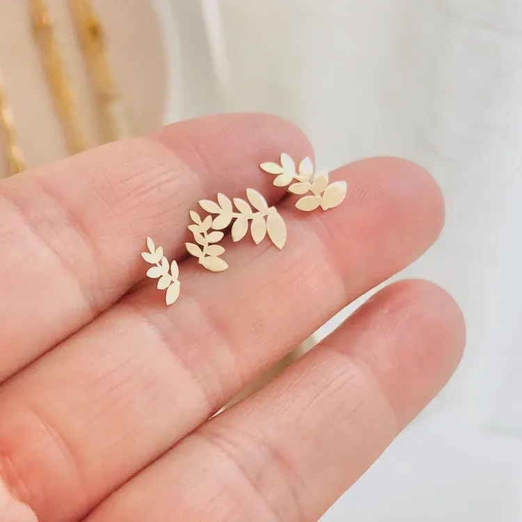 Golden Leaf Stud Earrings