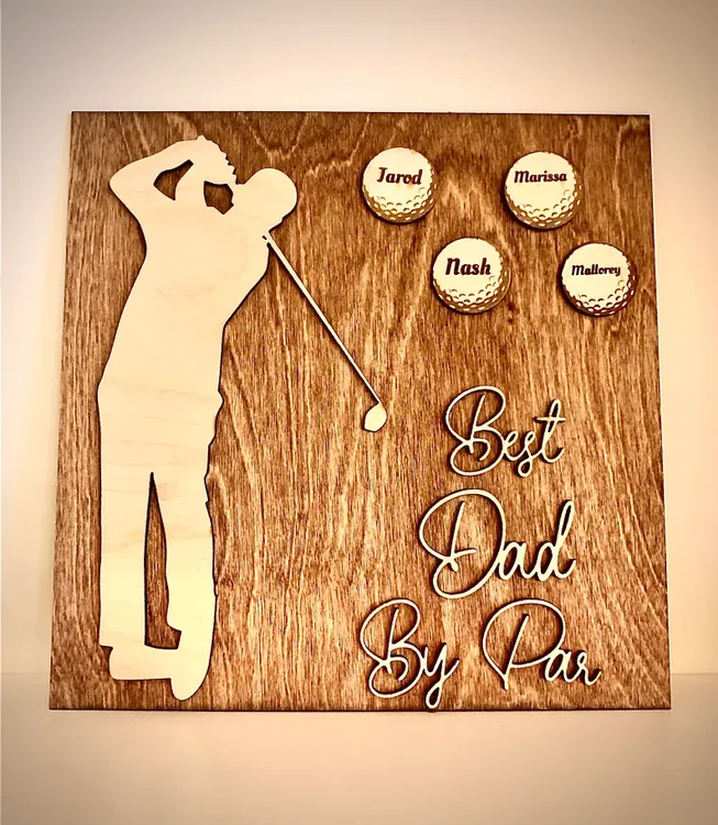 Best Dad By Par Custom Kids Names, Christmas Golf Gift For Dad, Dad Golf  Gift Sign - Best Personalized Gifts For Everyone
