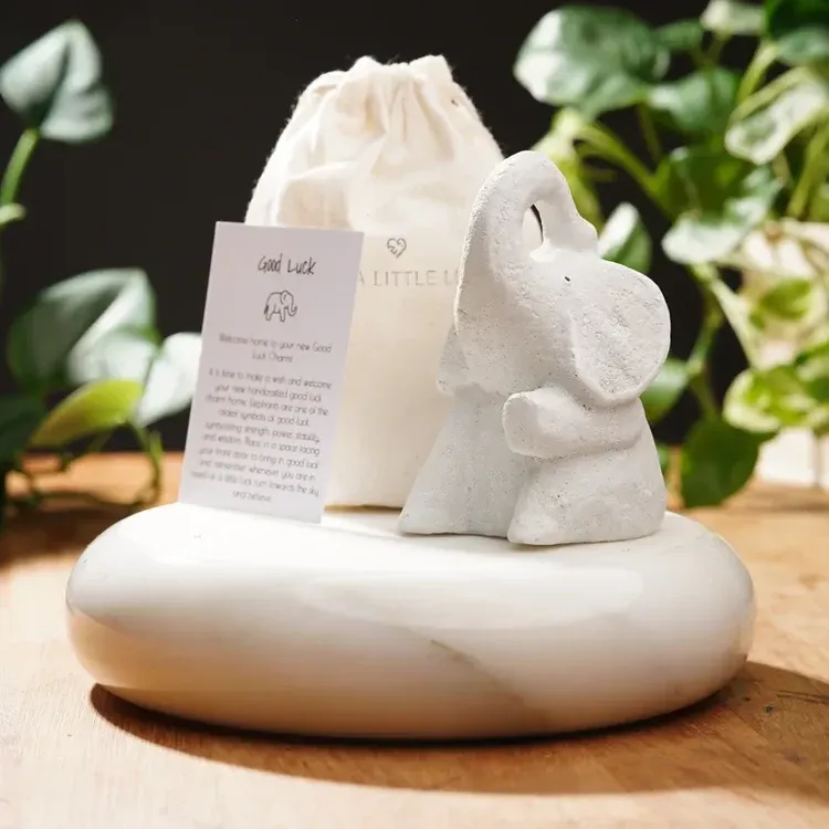 Lucky Ceramic Elephant, Gift for Animal Lover, Decorative Statue