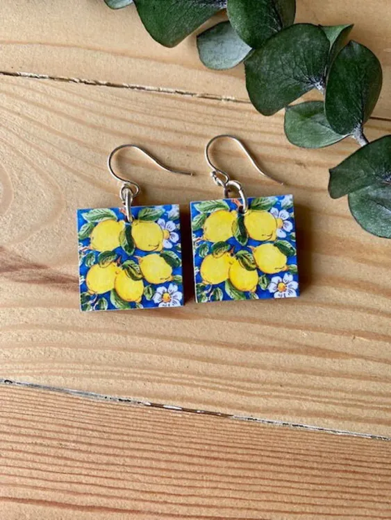 Italian Lemon Print Earrings