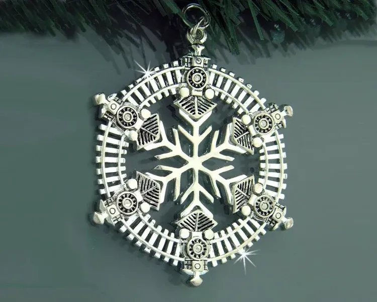 Locomotive Train Snowflake Ornament