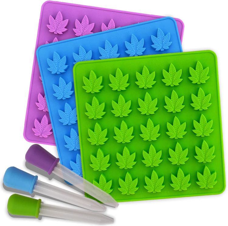 Marijuana Edibles Pot Leaf Silicone Mold for Gummies Candy Chocolate 420 THC  Symbol DIY Kit Bottle Shape 4 Tray Molds 