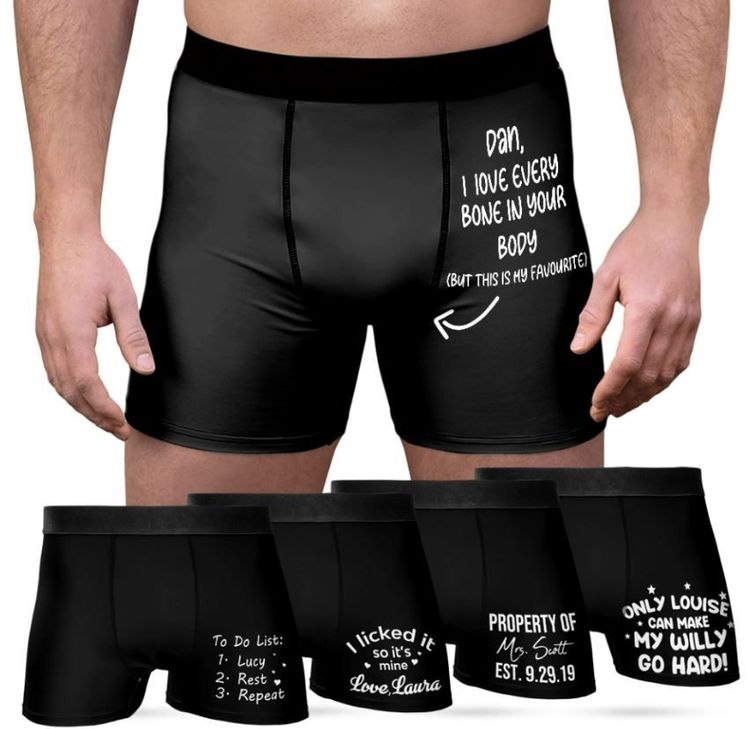 Personalised I Love Every Bone in Your Body Underwear Valentine's Underwear  for Men Cotton Boxer Shorts 