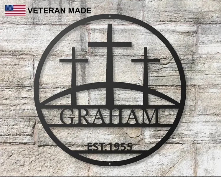 Personalized Cross Family Name Sign