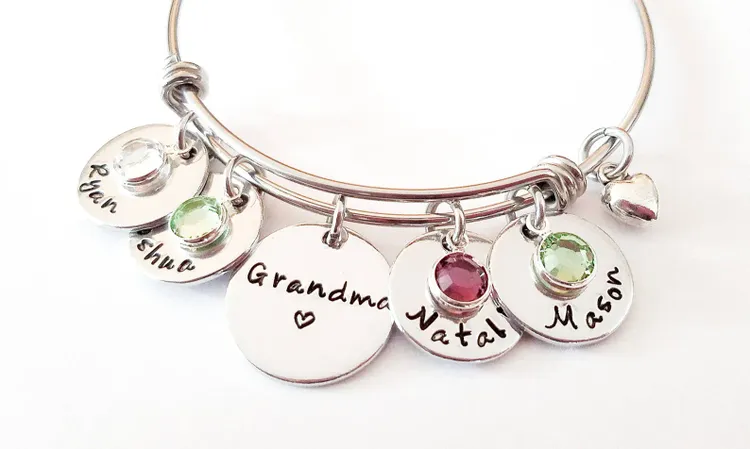 Personalized Grandma Bangle Bracelet