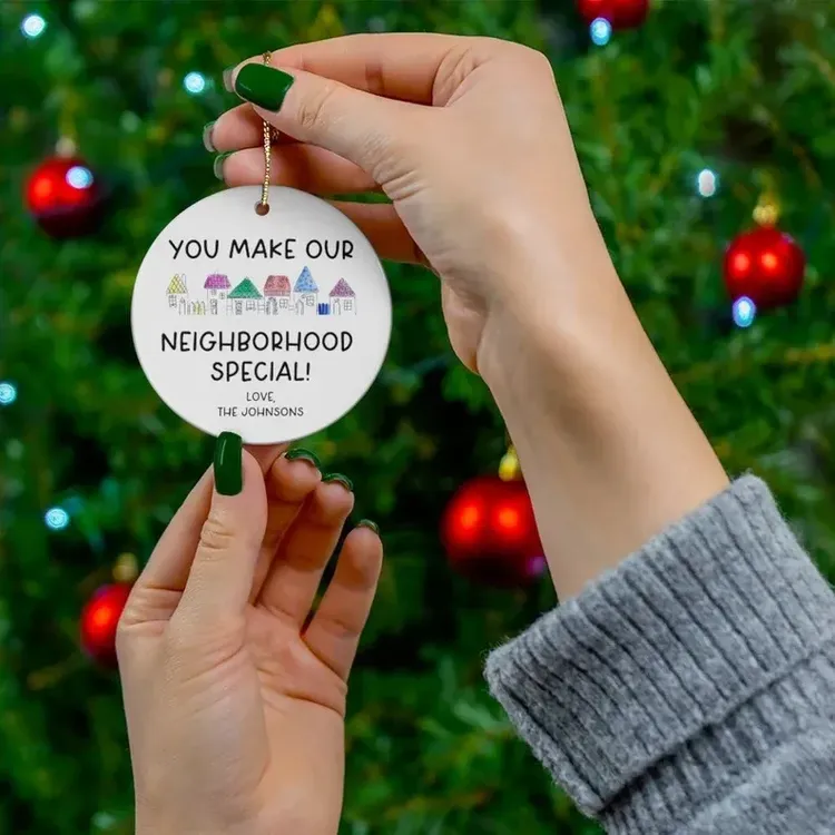 Personalized Ornament, Chance Made Us Neighbor, Hearts Made Us Friends,  Christmas Gift For Neighbor, Neighbor Family