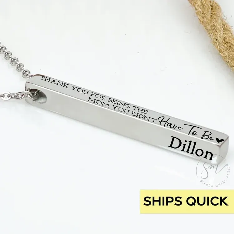 Stepmom Personalized Cube Necklace