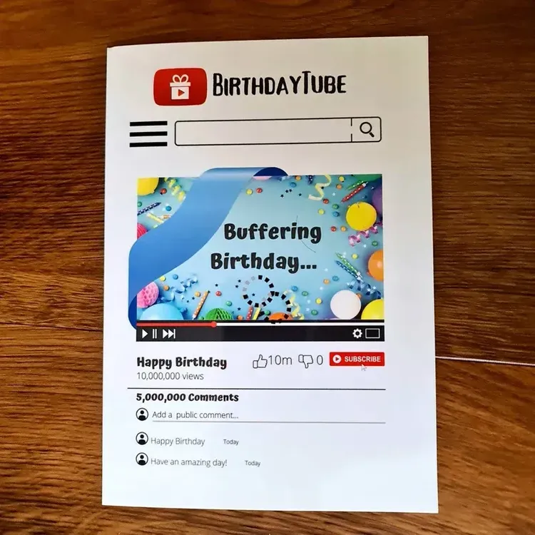 YouTube Fan Birthday Card